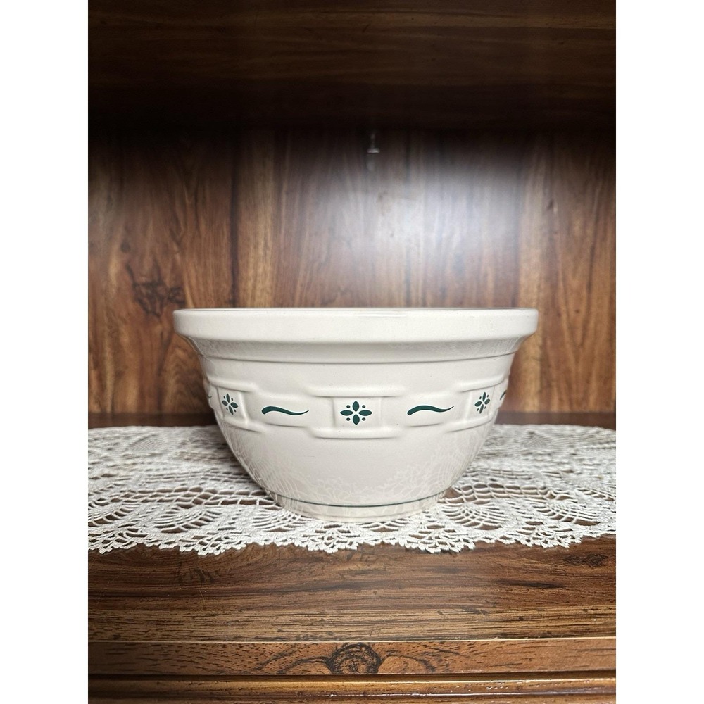 Vintage Longaberger Woven Traditions Heritage Green 10 Inch Mixing Bowl Pottery